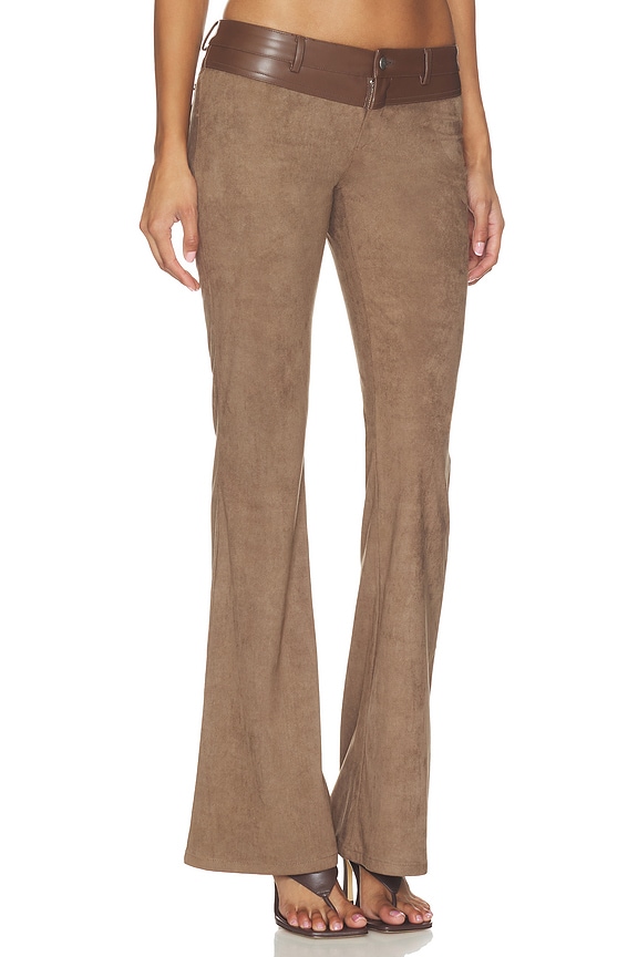 view 2 of 6 Viviane Suede Pant in Chocolate