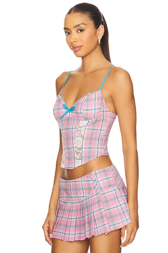 view 2 of 5 Claire Corset in Pink Plaid
