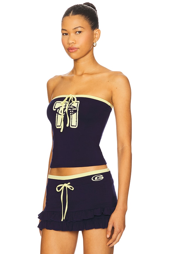 view 2 of 4 Michelle Tube Top in Navy & Yellow
