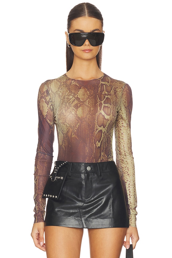 view 1 of 4 Izar Long Sleeve Top in Brown Snake