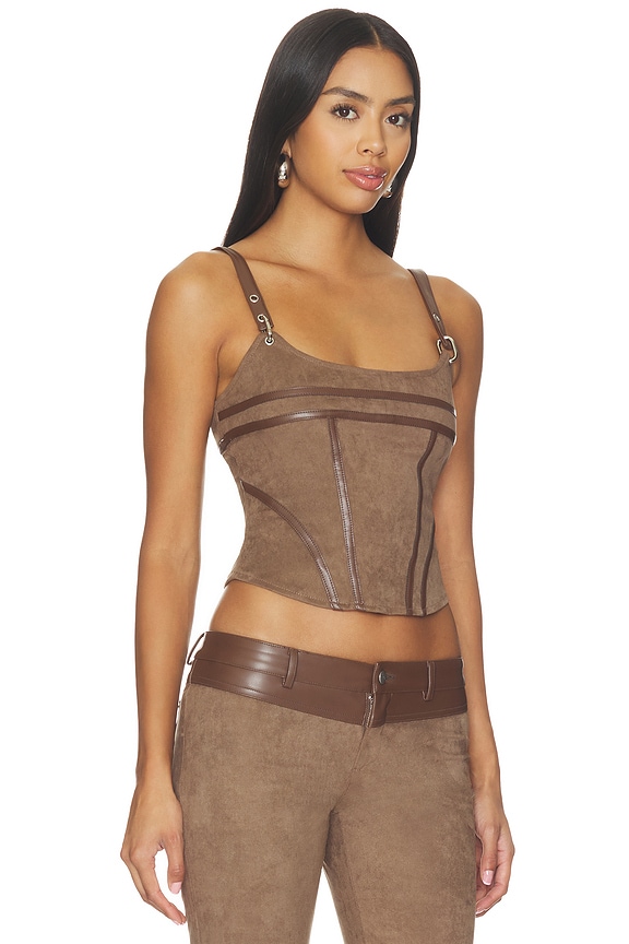 view 2 of 4 Viviane Suede Corset Top in Chocolate
