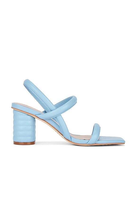 Strappy light blue heeled sandals