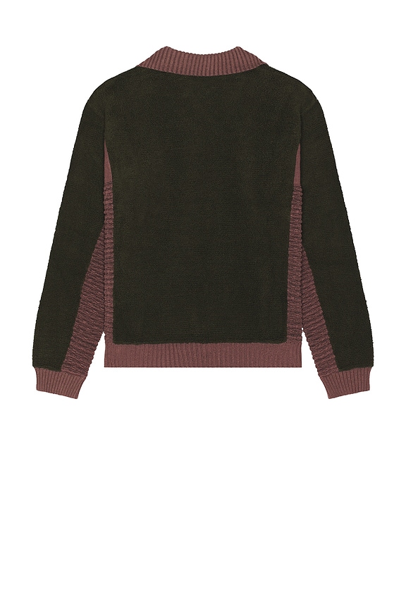 view 2 of 4 Relax Zip Up Polo Sweater in Mauve & Occher Green