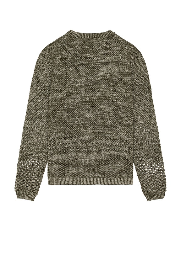 view 2 of 4 Solid Crochet Crewneck Sweater in Moss Grey
