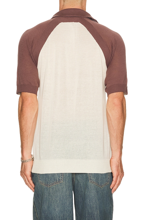 view 2 of 4 Raglan Polo Shirt in Plum & White