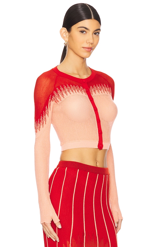 view 2 of 4 FANGED カーディガン in Peach Red