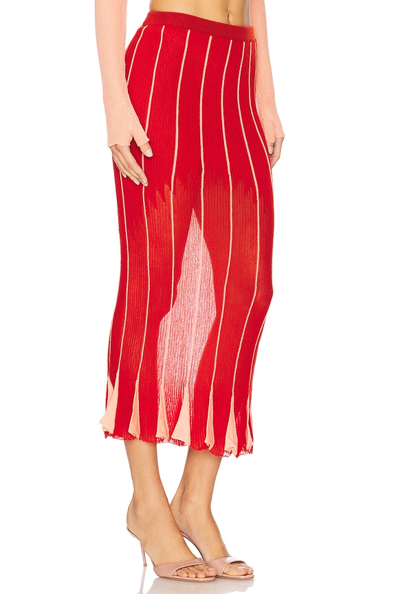 view 2 of 6 Pleating Maxi Skirt in Peach Red