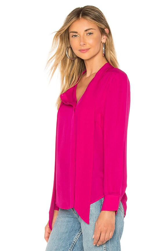 view 2 of 4 The Romantic Tie Blouse in Fuchsia