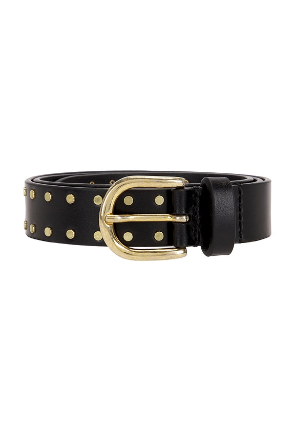 Isabel Marant Black Leather Studded Belt with Gold Buckle - Size 70 Zap Belt Woman black | ISABEL MARANT Official online store main image 2