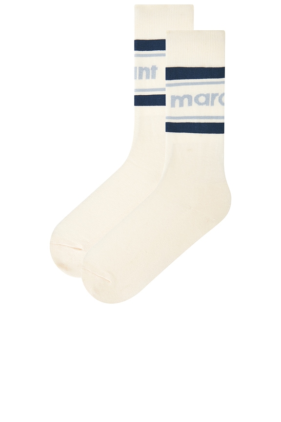 view 2 of 4 Dona Socks in Ecru & Blue