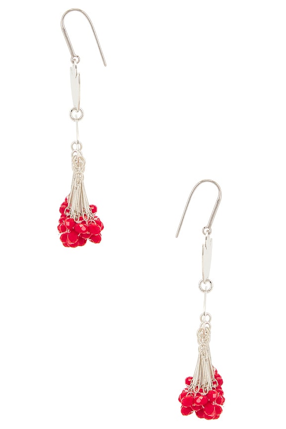 view 2 of 2 PENDIENTES NORA FRINGE in Red & Silver
