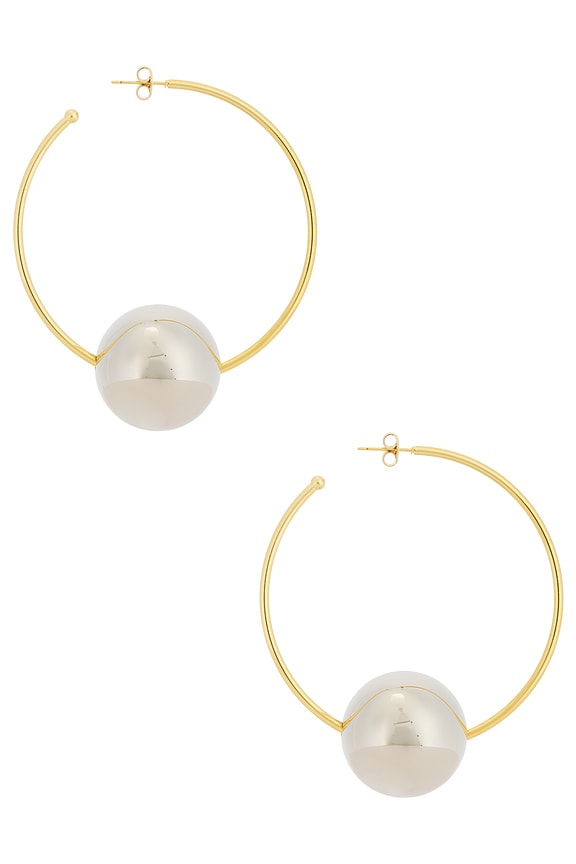 view 2 of 3 PENDIENTES ELINA LARGE HOOP in Dore & Silver