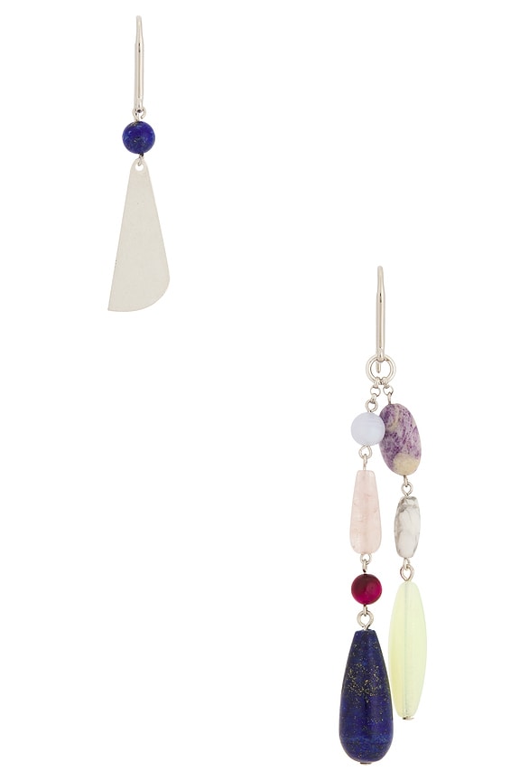 view 2 of 2 Mahi Asymmetric Earrings in Blue & Silver