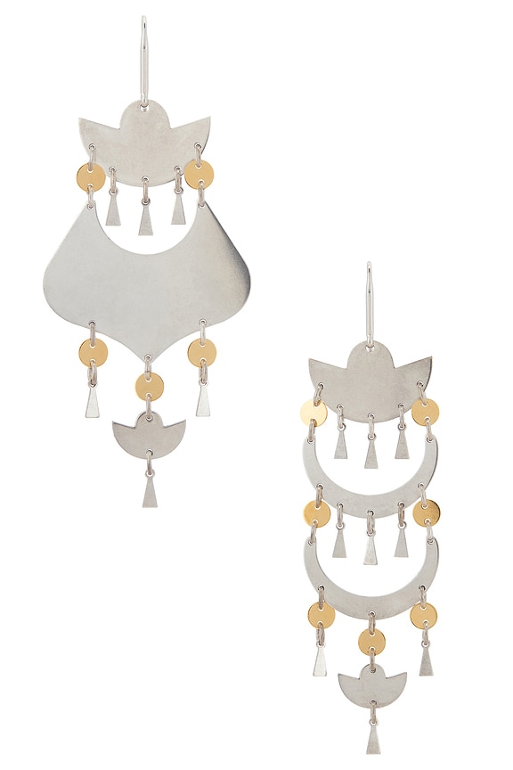 view 1 of 3 Asymmetric Earrings in Silver & Dore
