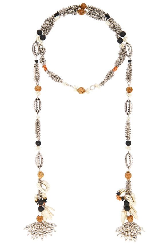 view 1 of 5 Scarf Necklace in Ecru & Silver