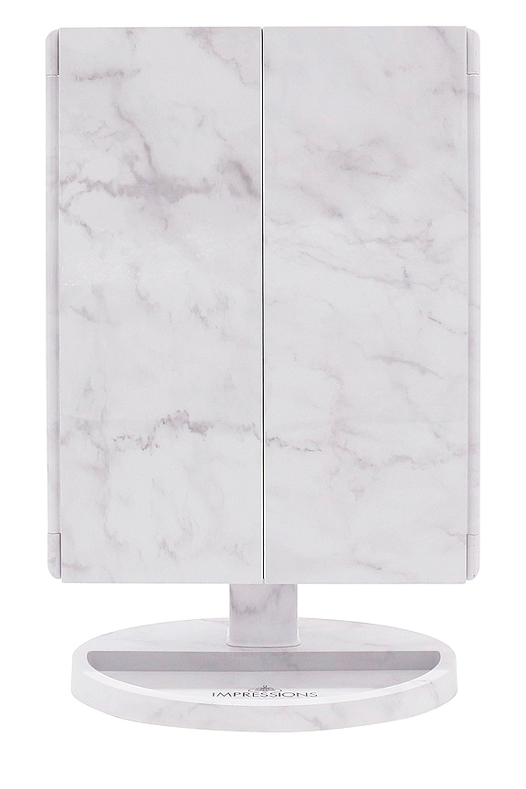 view 2 of 2 Touch Trifold XL Dimmable LED Makeup Mirror in White Marble