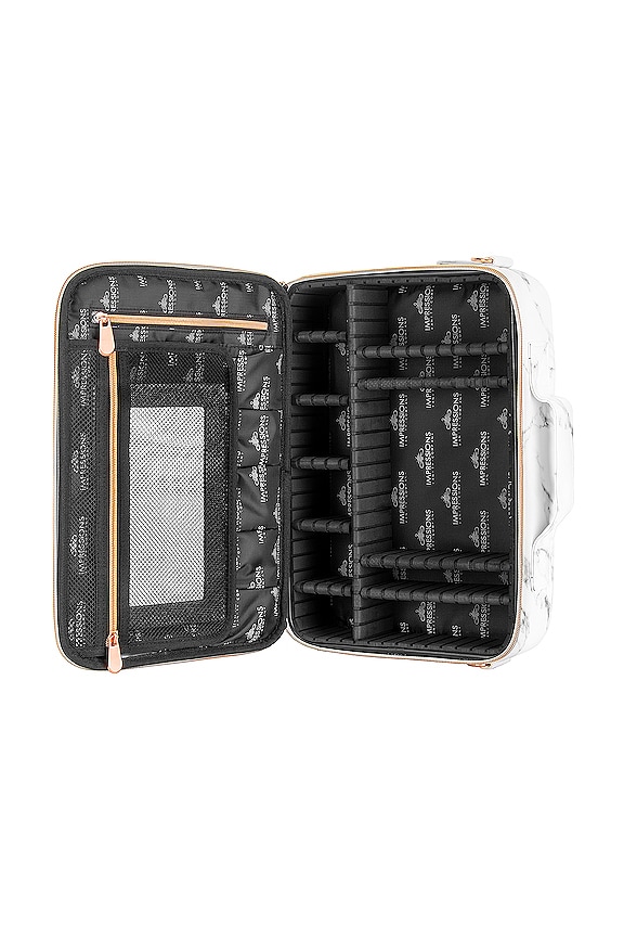 view 2 of 3 C'est La Vie Makeup Carry Case with Adjustable Dividers in White Marble
