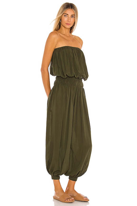 view 2 of 3 Seychelle Solid Strapless Pleated Jumpsuit in Cactus