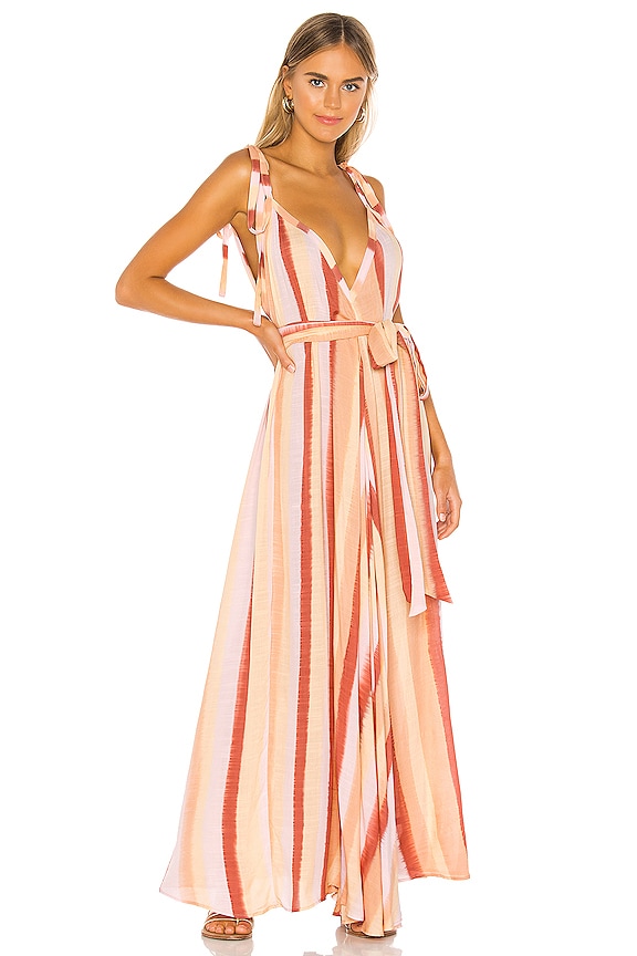 view 1 of 3 Vivian Modern Goddess Maxi Dress in Sunrise Stripe
