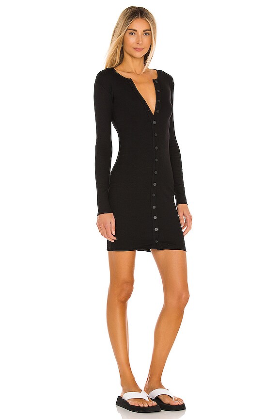 view 2 of 4 Lenny Solid Henley Button Front Mini Dress in Black