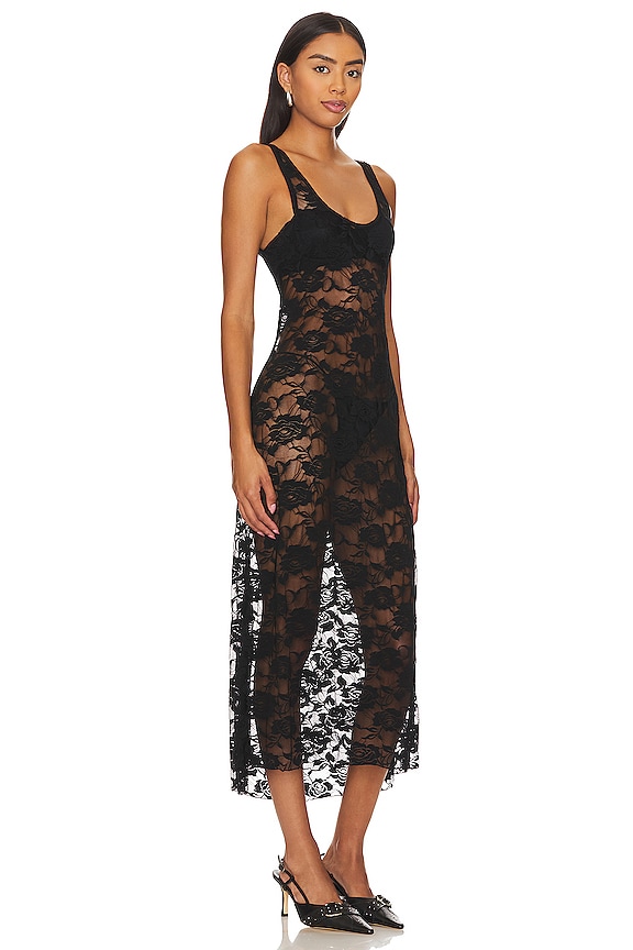 view 2 of 4 ROBE MIDI EN DENTELLE AMARA in Black