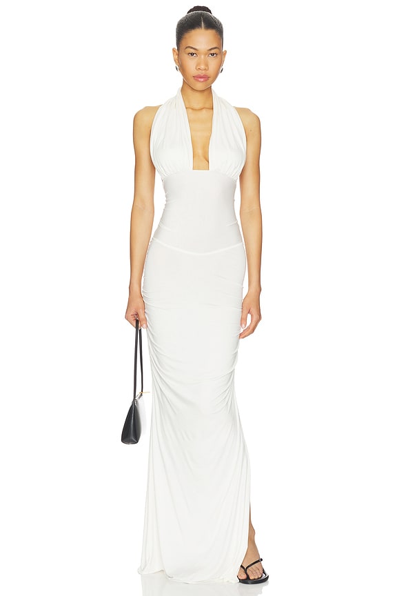 view 1 of 4 Amanda Solid Halter Maxi Dress in Ivory