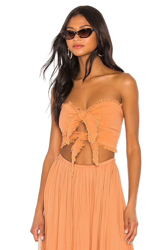 view 1 of 4 Lipa Double Knot Top in Salmon