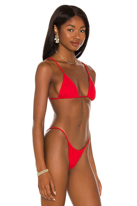 view 2 of 4 Palma Solid Triangle Bikini Top in Red