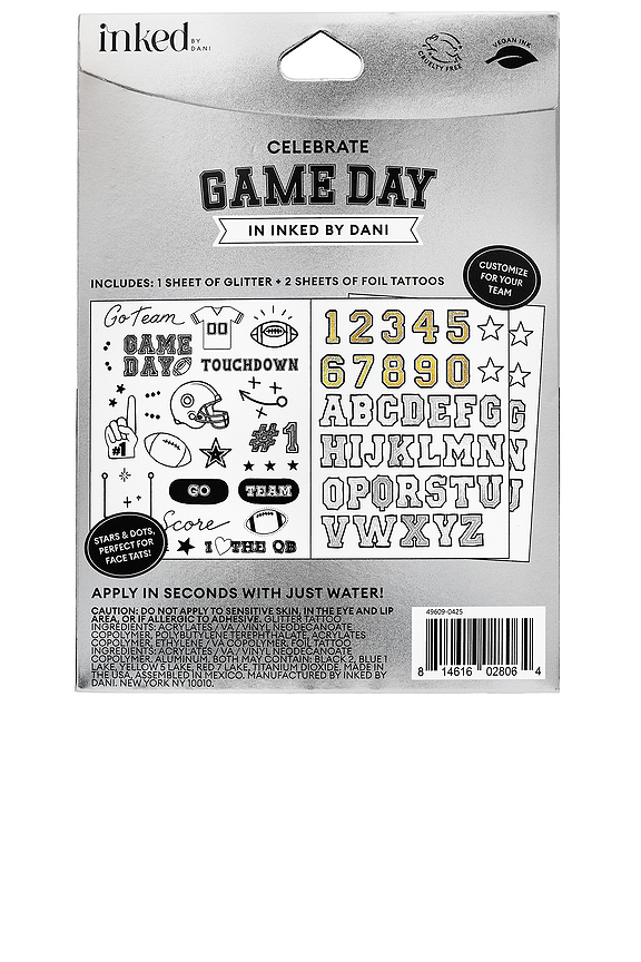 view 2 of 3 Game Day Touchdown Tattoos in Black Multi