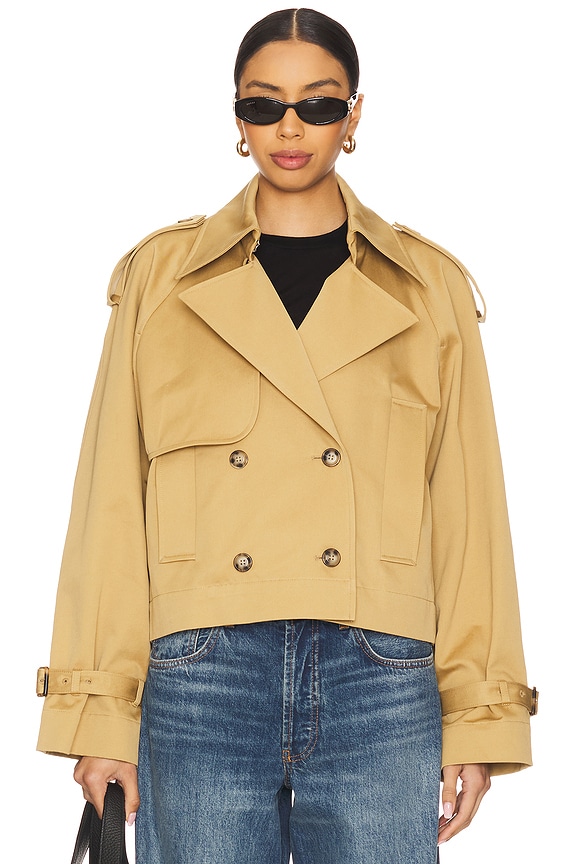 view 2 of 5 Jessica Cropped Trench Coat in Desert Sand
