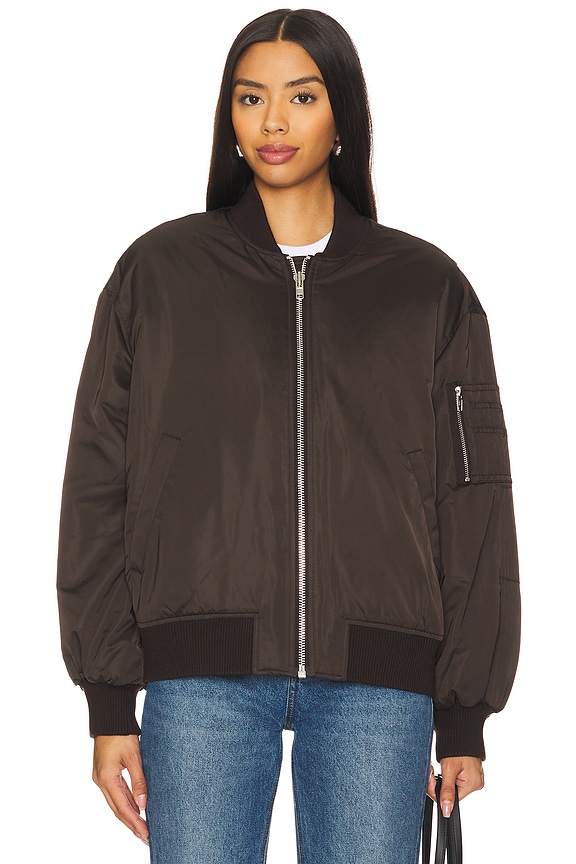 view 2 of 5 Jane Padded Bomber Jacket in Dark Brown