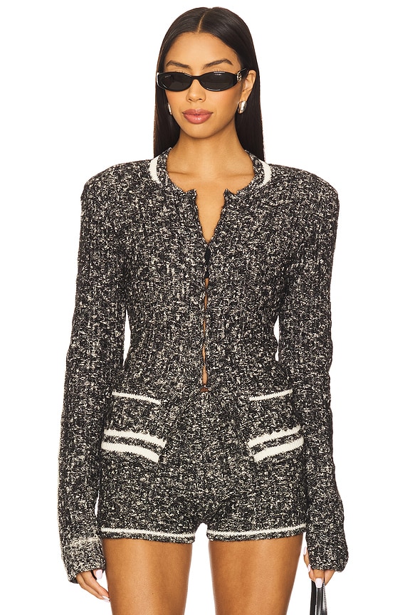 view 1 of 5 Saphira Cardigan in Black & Ecru