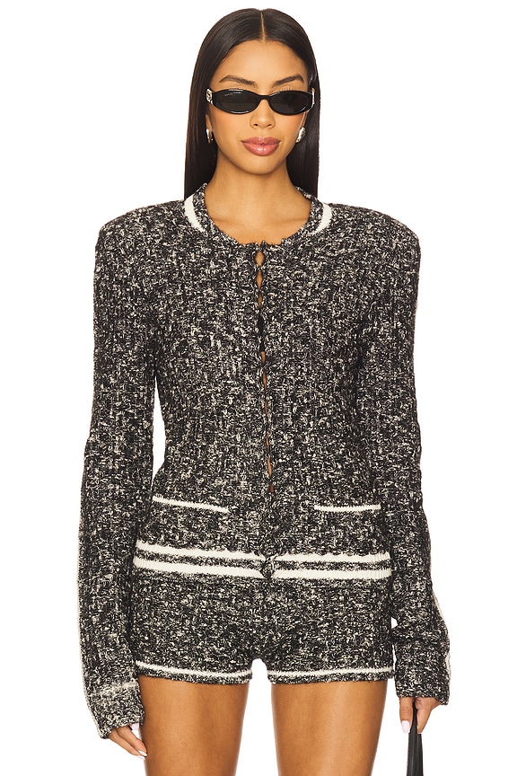 view 2 of 5 Saphira Cardigan in Black & Ecru