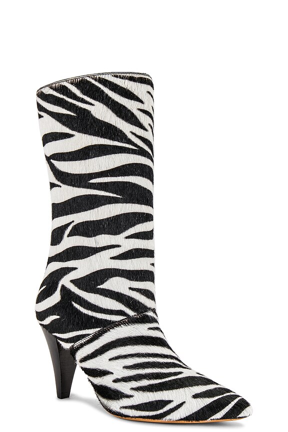 view 2 of 5 BOOTS ZÈBRE HAUTEUR CHEVILLE ULLI in Beige, Black, & Zebra
