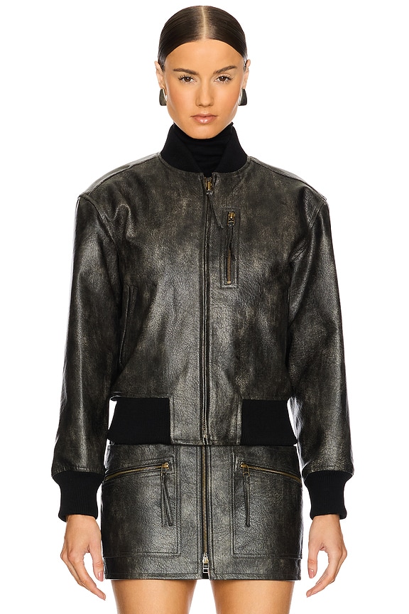 view 2 of 5 BOMBER IMITATION CUIR CRISLEY in Faded Black