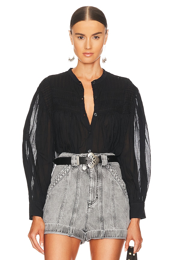 Isabel Marant Etoile Plalia Long Sleeve Blouse in Black | REVOLVE