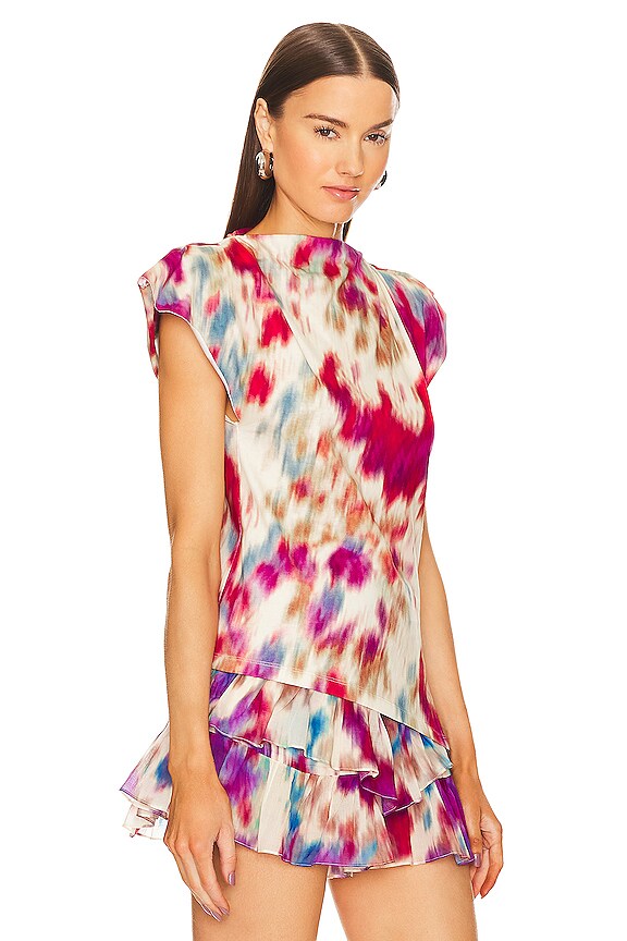 view 2 of 5 Noline Top in Beige & Raspberry