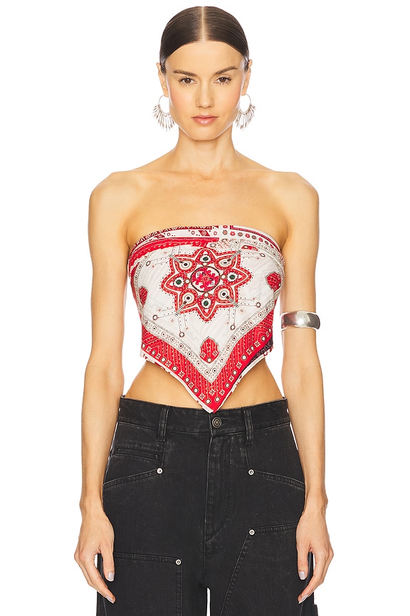 view 2 of 5 Feyza Top in Red & Ecru