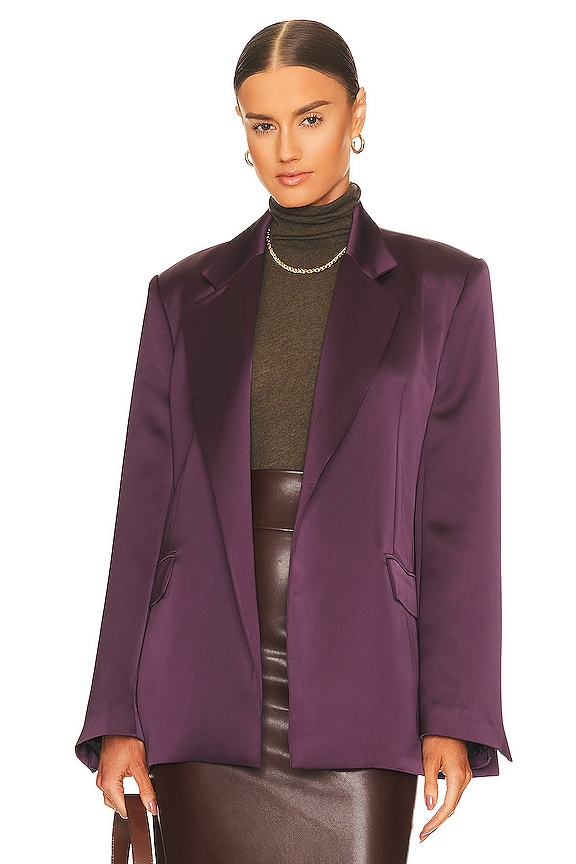view 1 of 4 Lycia Satin Jacket in Aubergine