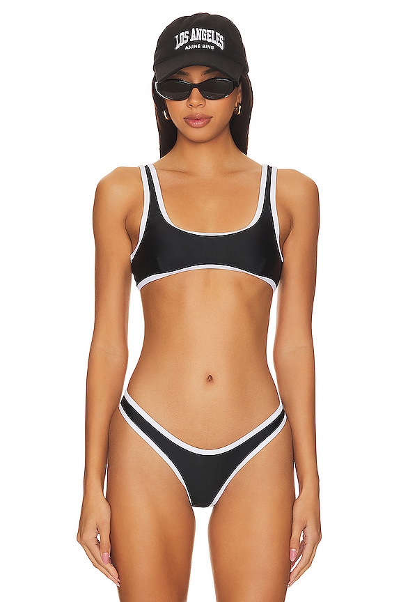 view 1 of 4 The 90's Duo Crop Bikini Top in Black & White Contrast