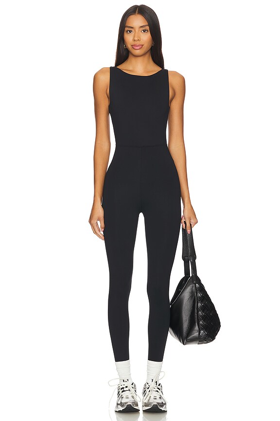 view 2 of 4 Cross Back Muscle Tank Jumpsuit in Jet Black