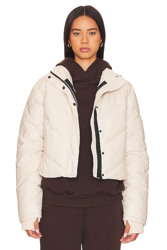 IVL Collective Faux Leather Puffer Jacket in Cream | REVOLVE