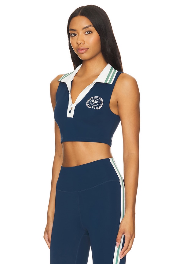 view 2 of 5 Polo V Neck Top in Sea & Green