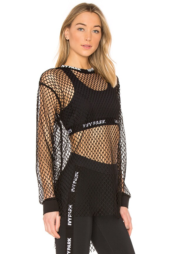 view 2 of 4 Mesh Long Sleeve Tee in Black