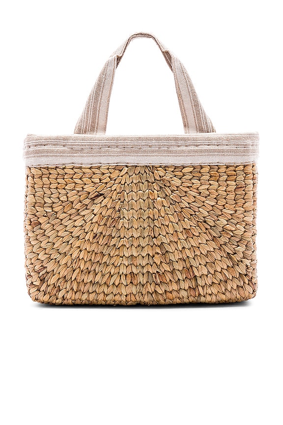view 2 of 5 Sabai Mini Square Basket with Leather Handle in Sand in Sand & Cream Tassels