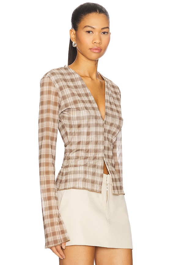 view 2 of 4 Long Sleeve Cardigan in Beige & Brown Snake Print