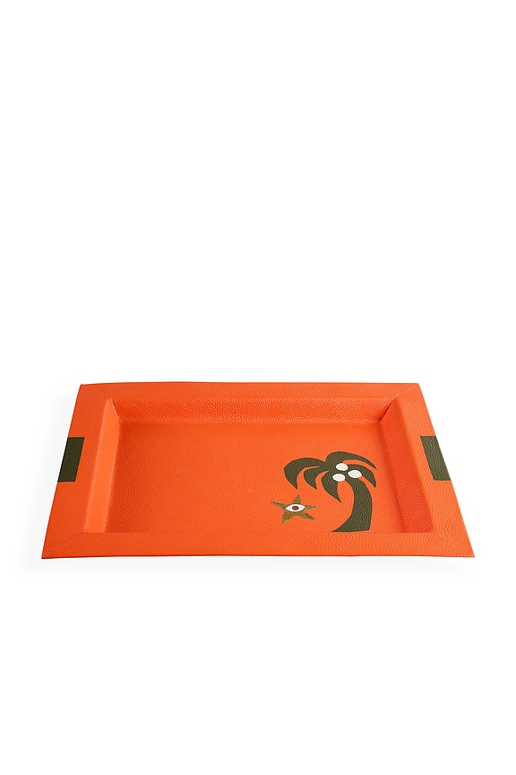 view 2 of 3 Playa Leather Rectangle Tray in Orange