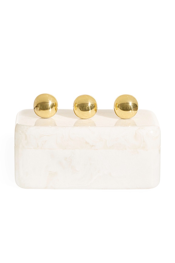 view 1 of 5 CAJA FONTANA BOX in White & Brass