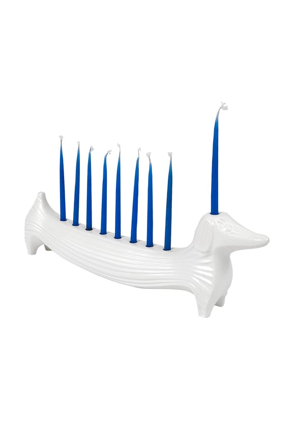 view 2 of 5 Dachshund Menorah in White