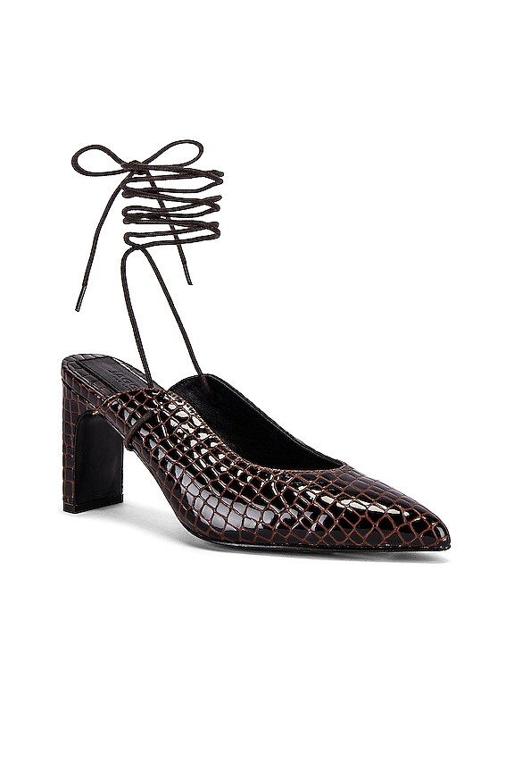 view 2 of 5 Laced Croc Heel in Chocolate